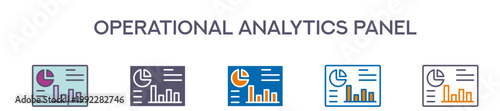 Operational Analytics Panel Element For Design Graphic - Multi Styles. Vector Illustration Of Two Colored And Black. Multiple Icons Designs Can Be Used For Mobile, Ui, Web 