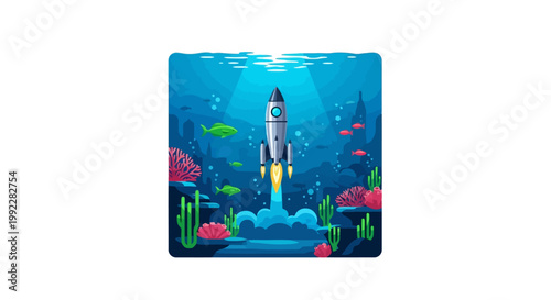 Robot Diving Underwater Ocean Exploration.