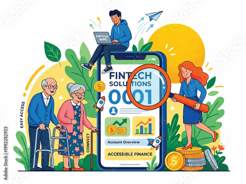 Fintech solutions for easy access to accessible finance and banking services for seniors with mobile apps and technology  making financial management simple