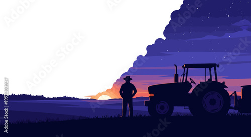 Man standing beside a tractor.