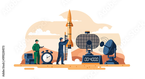 People working on satellite technology.