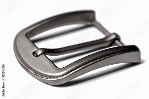 Polished men’s buckle, isolated composition, modern lines, product image for retail