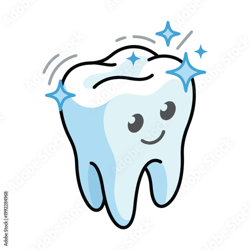 Happy Tooth Cartoon Illustration for Dental Health Awareness.