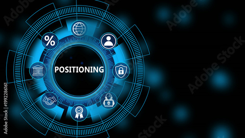 Tableau sur toile Corporate branding dashboard featuring Market Positioning interface with secure