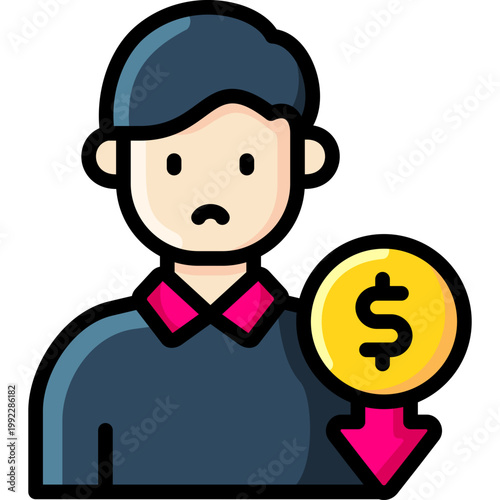employee salary decrease icon