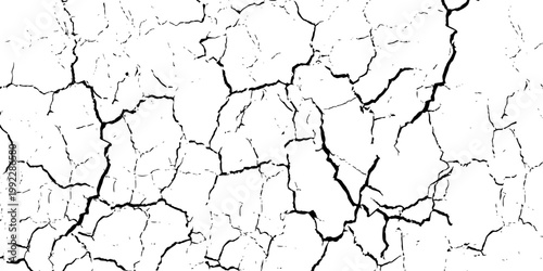Vector grunge cracked texture transparent background. Vector transparent background of cracks, lines, dry cracked earth overlay texture, grunge distressed.