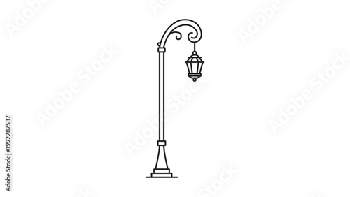 Εκτύπωση καμβά Minimalist Street Lamp Vector Icon with Editable Stroke