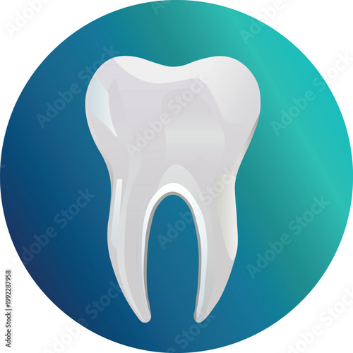 White well-groomed and healthy tooth in a circle of watercolor colors