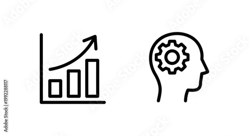 Load monitoring and workload monitor icons with increase progress analysis monitoring workload silhouette cogwheel mechanism business management performance efficiency optimization