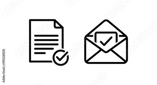 Filing acknowledged and acknowledgment received icons with document checklist approved confirmation verified certified official business information acknowledged acknowledgment received