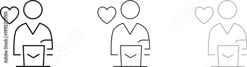 Hand gesture icon set line art illustrations for communication sign language