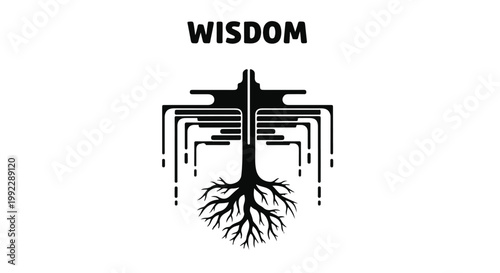 Tree of wisdom illustration shows digital roots connecting to a modern data structure.