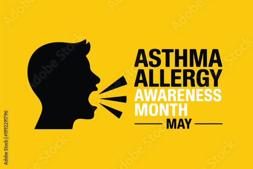 Asthma and Allergy Awareness Month graphic for allergy clinics, health education, and symptom management campaigns