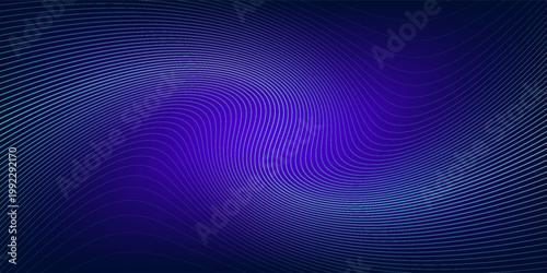 Futuristic abstract glowing soft blue wave lines background. Dynamic wave pattern. Suit for poster, banner, brochure, cover, website, flyer. Vector illustration