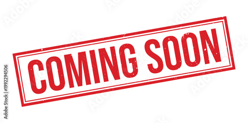 A rectangular red stamp displays the text coming soon in bold white capital letters indicating future availability high quality professional detailed modern elegant