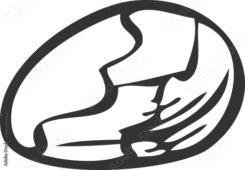 Black and white hand-drawn icon of a chia seed or grain.