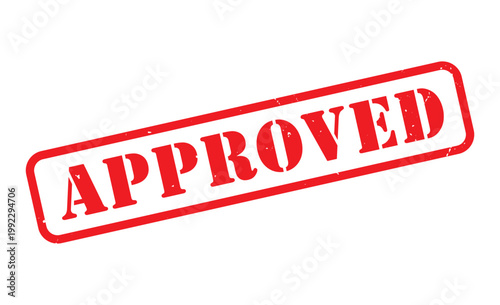 A rectangular red stamp boldly displays the word approved in uppercase letters signifying confirmation or acceptance high quality professional detailed modern elegant stylish