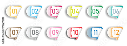 Infographic bullet points numbers 1 to 12 bullet list set
