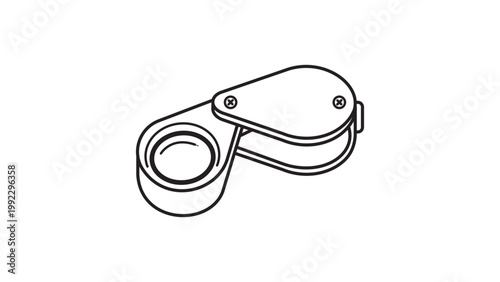 Minimalist Jeweler's Loupe Magnifying Glass Vector Icon Illustration. Professional Jewelry Inspection Tool with Editable Stroke, Clean Black Line Art on White Background for Design Projects.