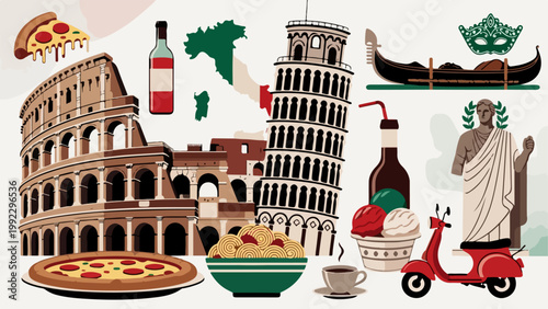 Italian culture and monuments set