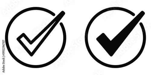 Dual Visual Representation of Verification and Approval Using Checkmark Symbols Inside Circles Vector Checkmark Icons
