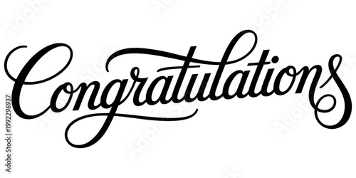 A beautiful black and white congratulations typography graphic design isolated on white background for your elegant celebration card. Vector, illustration