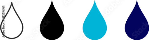 A set of colorful water drop icons on transparent background