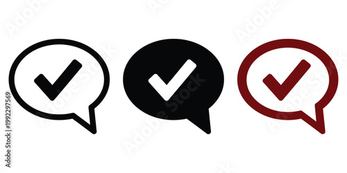 Visual Representation of Approval and Confirmation Using Speech Bubbles with Check Marks Vector Checkmark Icons
