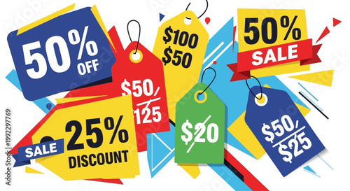 Discount sale price tags collection.