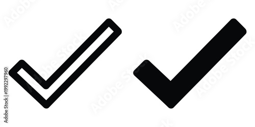 Detailed comparison and usage analysis of outline and solid checkmark symbols for user interface design Vector Checkmark Icons