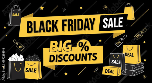 Black Friday sale shopping discount banners.