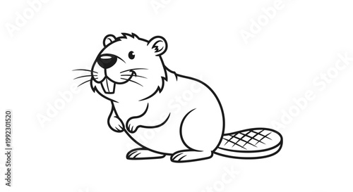 A cartoon beaver with whiskers smiling.