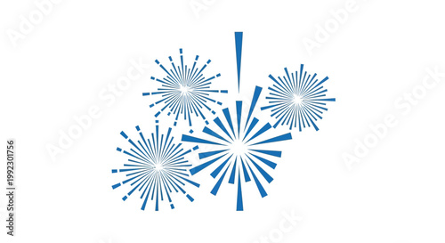 Blue and white fireworks exploding freely.