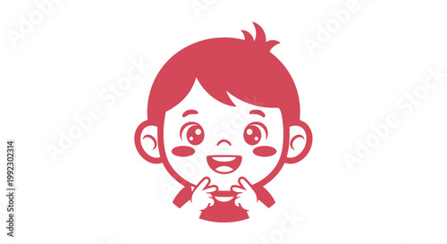 Cartoon boy with red hair smiling.