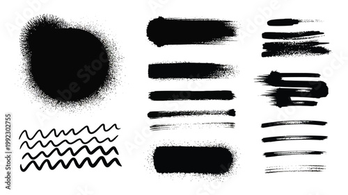 Grunge Texture Vector Set with Spray Paint Strokes and Ink Scribble Elements