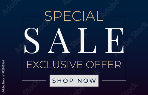 Elegant Luxury Sale Banner with Gold and Dark Blue Gradient, Premium Promotion Template