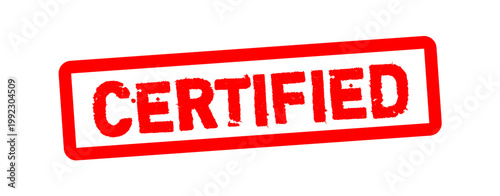 Certified Stamp Badge – Red Grunge Rubber Seal for Quality Assurance, Official Certification Mark, Verified Approval Label