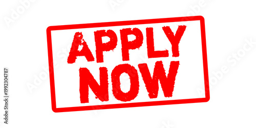Apply Now Stamp Badge – Red Grunge Rubber Seal for Job Application, Hiring Call, Recruitment Campaign and Urgent CTA Label