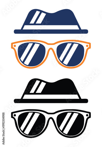 Sunglasses with hat combo silhouette vector illustration