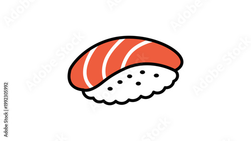 Foto Modern Salmon Nigiri Sushi Vector Icon Illustration with Editable Stroke