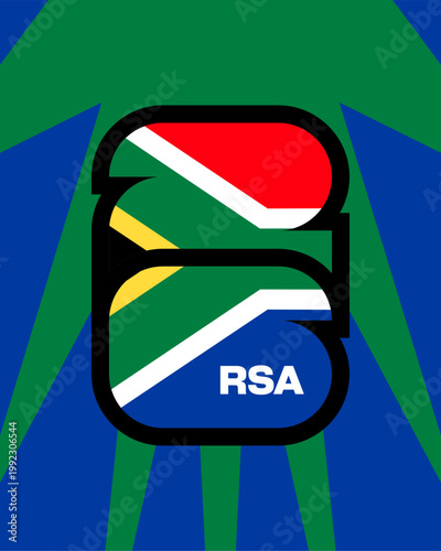 Dynamic South Africa RSA Flag Number 26 Vector for Football 2026 Tournament Group Qualification Stage