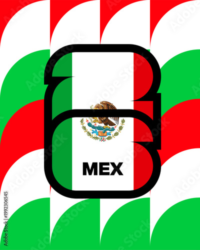 Dynamic Mexico National Flag Design Representing Number 26 for 2026 Football Tournament Qualification with Patriotic Spirit