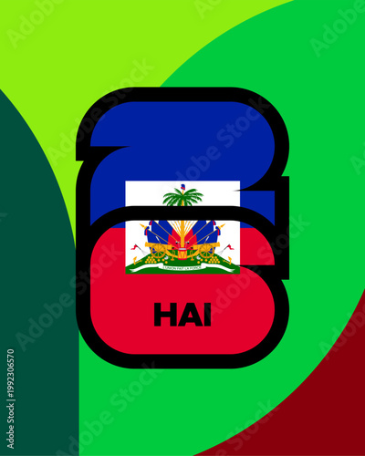 Dynamic Haitian Flag Vector Integrated for Football 2026 Tournament Team Qualification and Patriotic Sporting Event Identity.