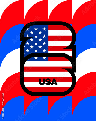 American Flag Number 26 Dynamic Graphic Design for Sport Team Qualification Event 2026, Patriotic and Bold.