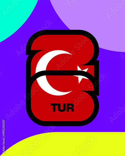 Dynamic Turkey National Football Team Flag in Stylized Number 26 Design for 2026 Tournament Event Promotion Vector Illustration.