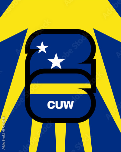 Dynamic Curacao Football Team Flag Number 26 for Football 2026 Tournament Qualification Stage.