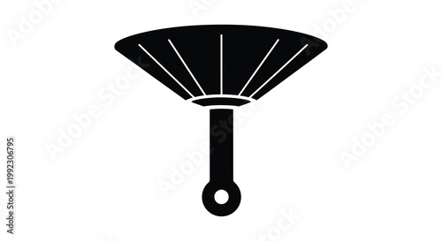 A striking black silhouette of a traditional japanese hand fan with radiating lines a minimalist design silhouette high quality