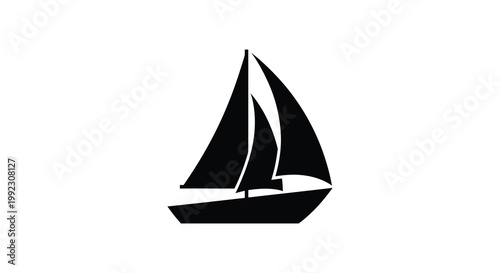 A striking black silhouette of a sailboat gliding across calm waters capturing a sense of peaceful maritime adventure silhouette