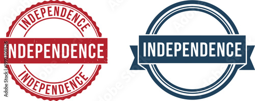 Independence Day Seal Badges in Red and Blue for 4th of July Patriotic American Celebration Designs