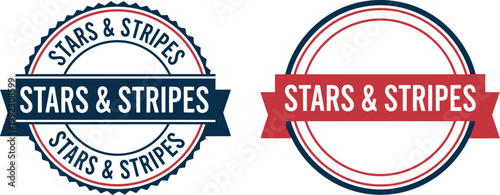 Stars and Stripes Seal Badges for 4th of July Independence Day, Patriotic USA Emblem Vector Set